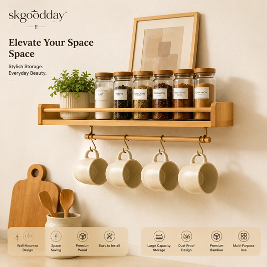 skgoodday™ MinimalNest™ Floating Kitchen Wall Shelf
